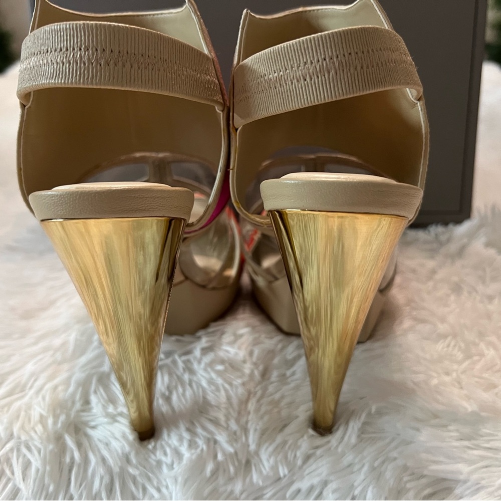 🎉HP🎉NWT BCBG Maxazria Ma-Hex Orange and Pink Heels - Picture 11 of 16